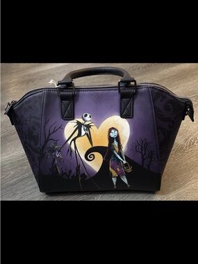 Loungefly Disney Nightmare Before Christmas Jack & Sally Heart Moon Satchel Bag